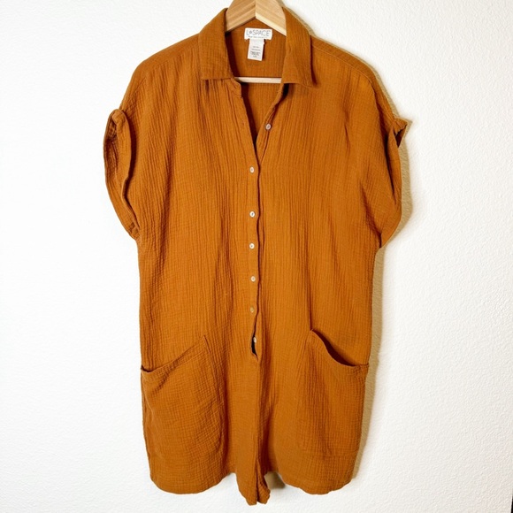 L*Space Gauze Coverup Mika Romper in Amber Tan Size Large - Picture 2 of 7